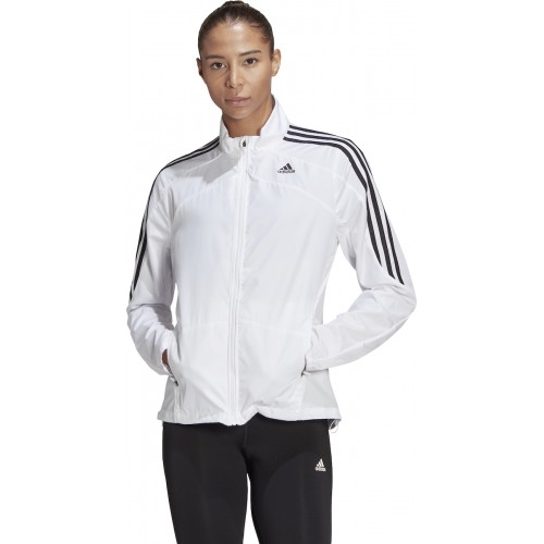 Adidas Marathon 3-stripes Γυναικείο Αθλητικό Μπουφάν Λευκό GK6061