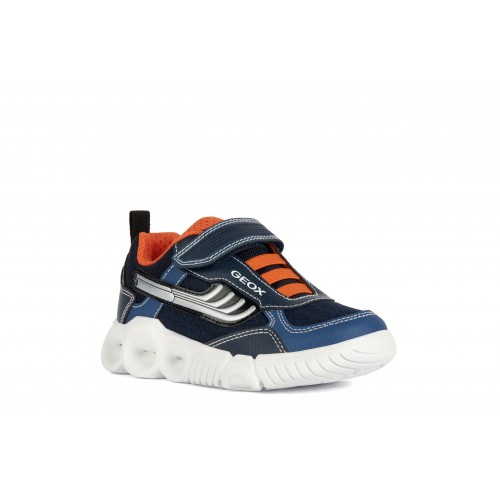 Geox Παιδικά Sneakers με Σκρατς και  Φωτάκια για Αγόρι Navy - Orange J35GAA 014BU C0659