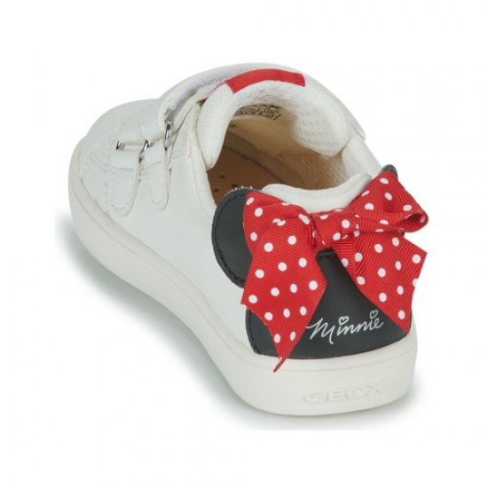 Geox Παιδικά Sneakers Mickey Mouse Kathe Ανατομικά με Σκρατς για Κορίτσι Λευκά J35EUE 000BC C1001