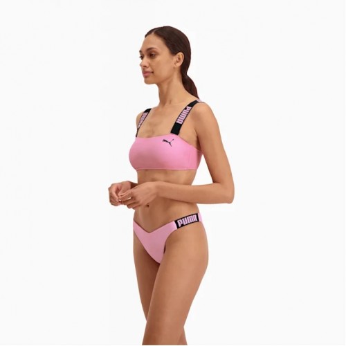 PUMA Swim V-Shape Women's Brazilian Bikini Bottom 935500-02 Pink Combo