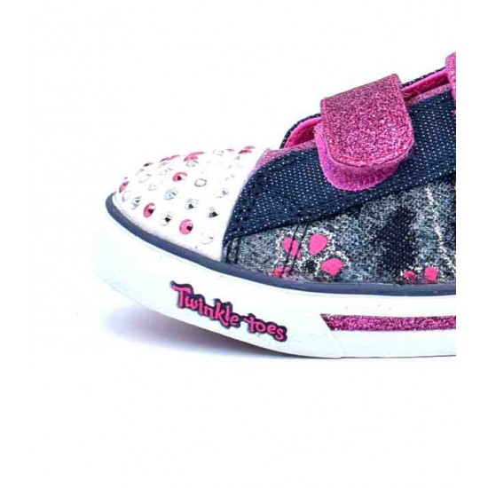 Skechers Twinke Toes Lights Denim Daisy 10891N-DNHP Τζίν Λιλά